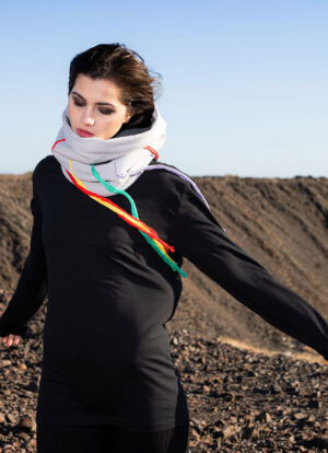 Colored Fringed Gray Cotton Snood