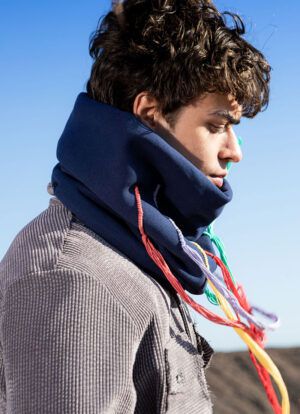 Colored Fringed Blue Cotton Snood