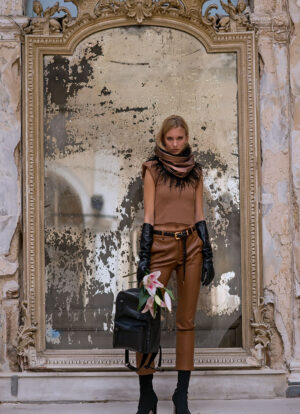 Bronze Sheepskin & Feather Prestige Snood