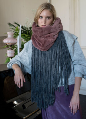 Dusty Pink Eco Fur Delight Fringe Snood