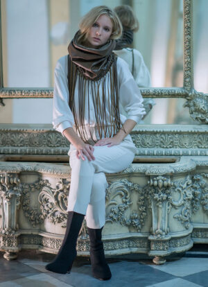 Leather Brown Fringe Rockstar Snood