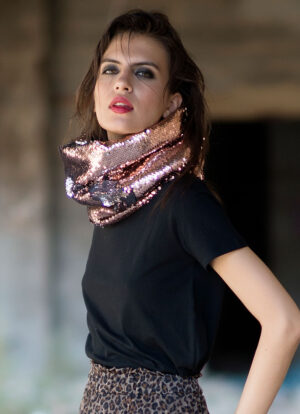 Radiant Rose Gold Sequin Snood