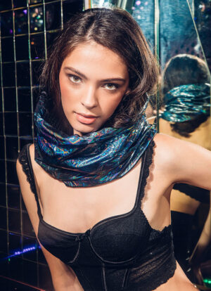 BLUE SILVER METALLIC SHEEN SNOOD