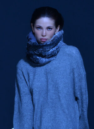 Gray Croco Embossed Eco Fur Snood