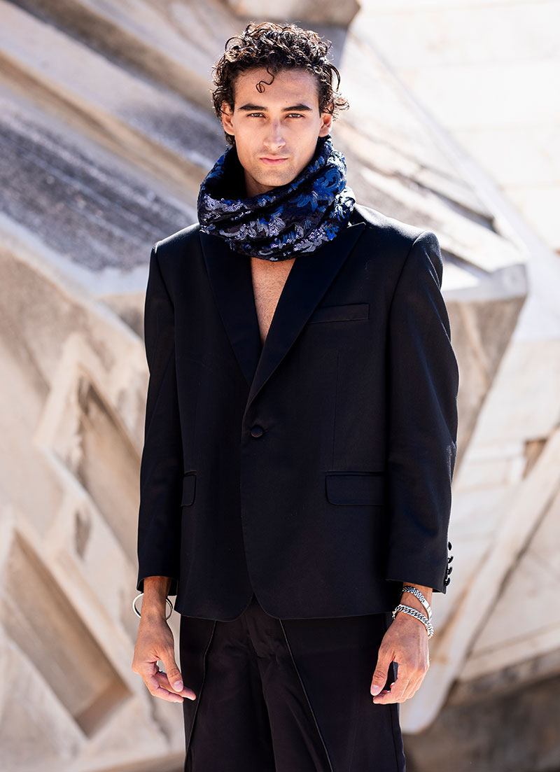 Sapphire Dreams Sequin Lace Snood - Image 2