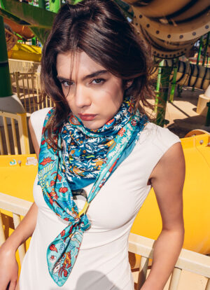 BOHEMIAN RHAPSODY IN BLUE SILK SCARF