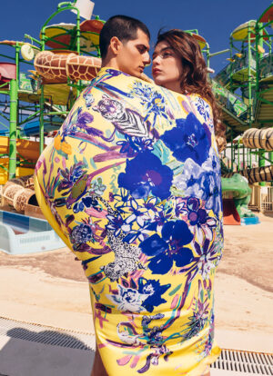 YELLOW JUNGLE MONKEY PARADE SILK SCARF