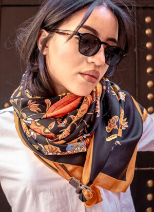 MYSTIQUE MIDNIGHT FLORAL SILK SCARF