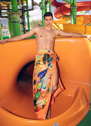 ORANGE GROVE PEACOCK SILK SCARF