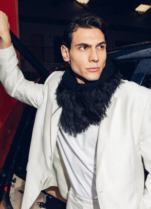 Black Shine Fringe Snood