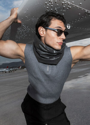 Gray Cutout Leather Snood