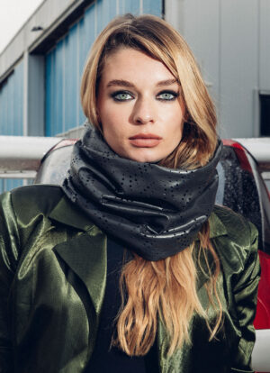 Gray Cutout Leather Snood