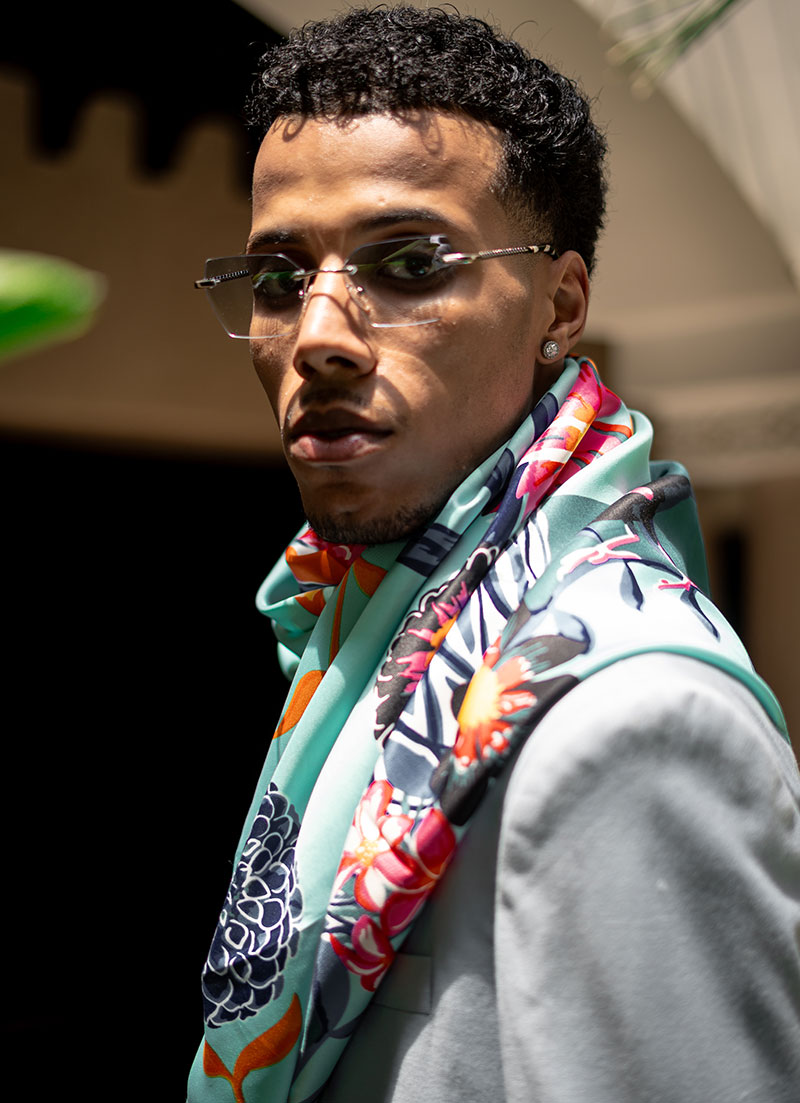 ETHEREAL AQUA CANVAS SILK SCARF - Image 4