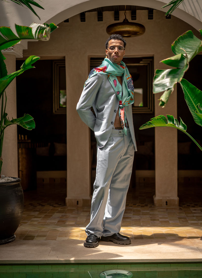 ETHEREAL AQUA CANVAS SILK SCARF - Image 3